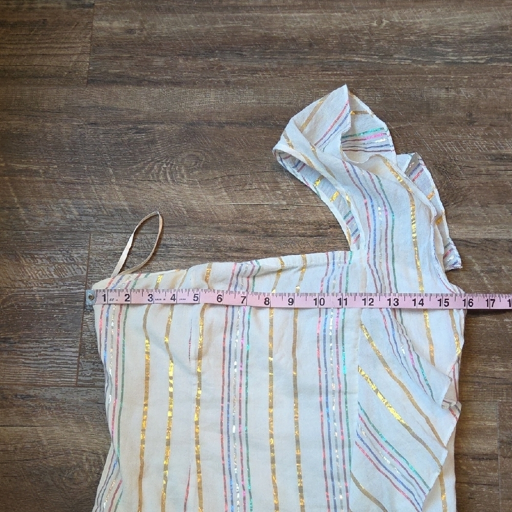 Tularosa Cait Mini Dress Ruffled Marshmallow With Metallic Stripes Size Small - Picture 10 of 14
